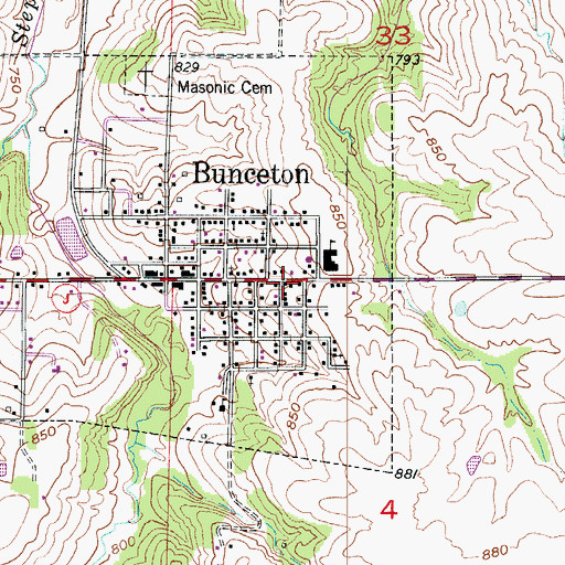 Topographic Map of Bunceton City Fire Department, MO