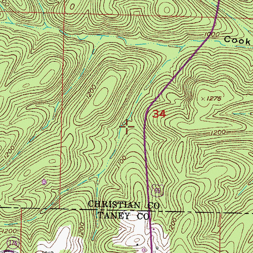 Topographic Map of Highlandville Fire Protection District Station 4, MO