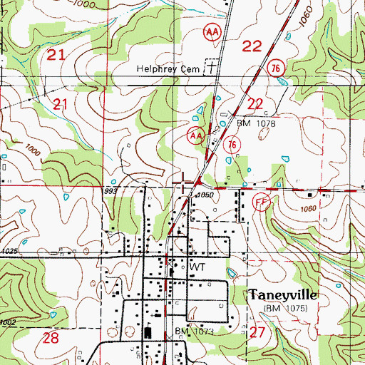 Topographic Map of Central Taney County Fire Protection District Station 2, MO
