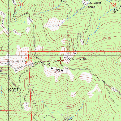 Topographic Map of K C Mine, CA