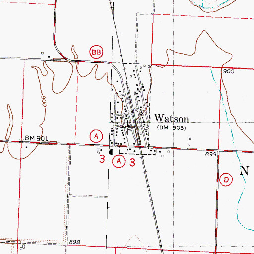 Topographic Map of Watson Fire Department, MO