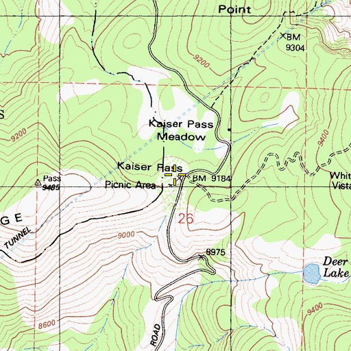 Topographic Map of Kaiser Pass, CA
