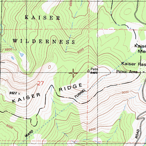 Topographic Map of Kaiser Pass Meadow, CA