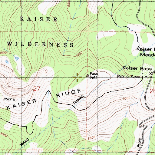 Topographic Map of Kaiser Pass Meadow, CA