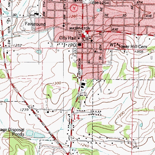 Topographic Map of Mark Twain National Forest Ava - Cassville - Willow Springs Ranger District Ava Office, MO