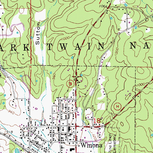 Topographic Map of Mark Twain National Forest Eleven Point Ranger District Winona Office, MO