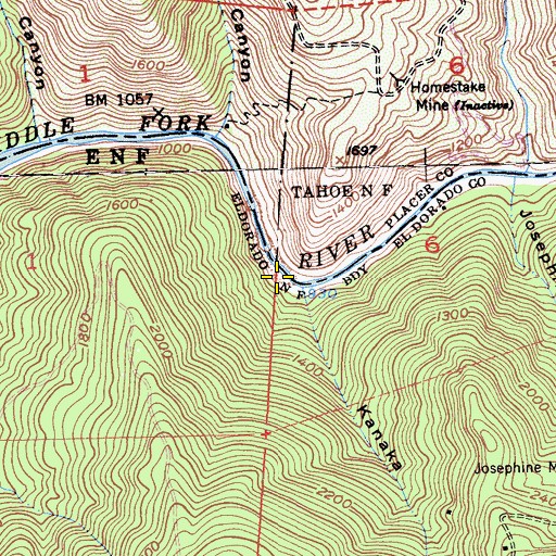 Topographic Map of Kanaka Gulch, CA