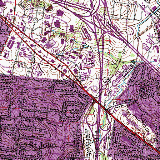 Topographic Map of Berkeley Fire Department Station 2, MO