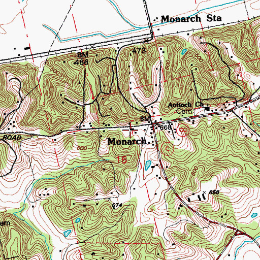 Topographic Map of Monarch Fire Protection District Station 2, MO