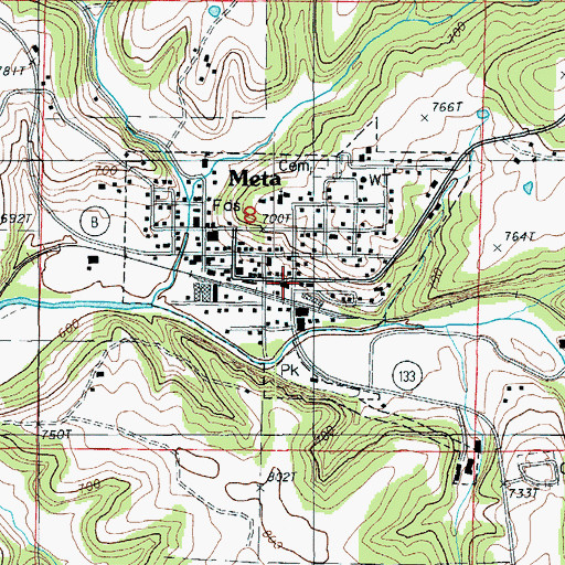 Topographic Map of Meta Fire and Rescue Protection, MO