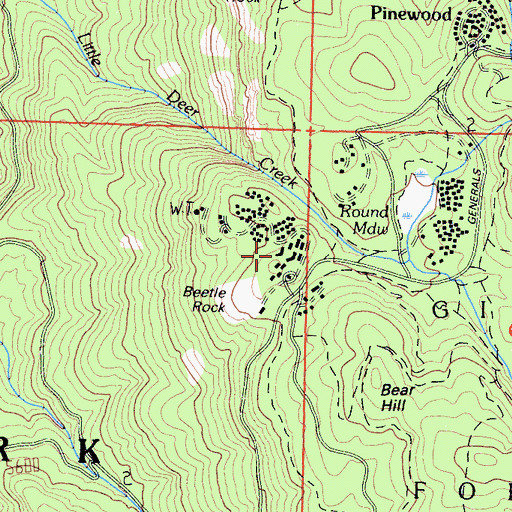 Topographic Map of Kaweah Camp, CA