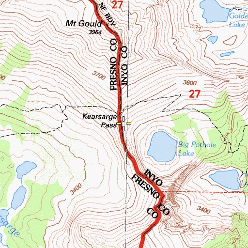 Topographic Map of Kearsarge Pass, CA