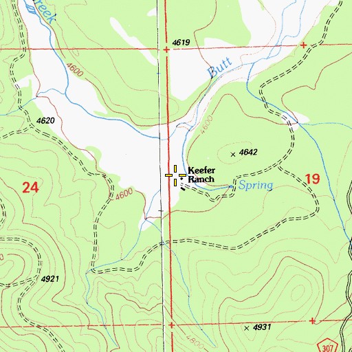 Topographic Map of Keefer Ranch, CA