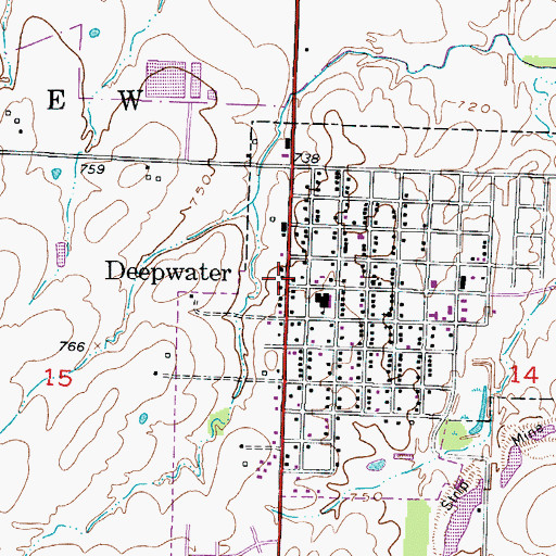 Topographic Map of Deepwater Volunteer Fire Department, MO