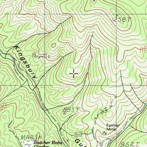 Topographic Map of Kellogg Mine, CA