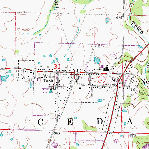 Topographic Map of New Bloomfield Fire Protection District, MO