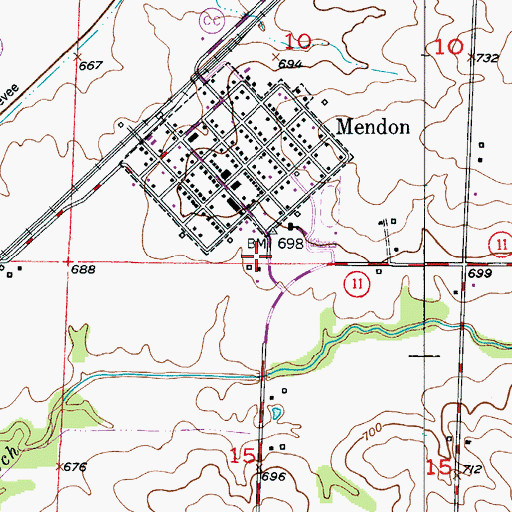 Topographic Map of Mendon Public Fire Protection District, MO