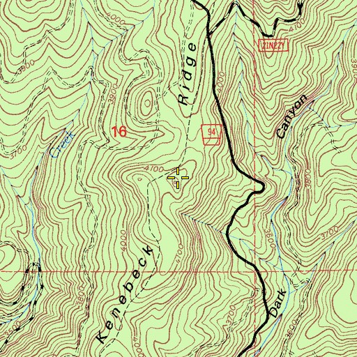 Topographic Map of Kenebeck Ridge, CA