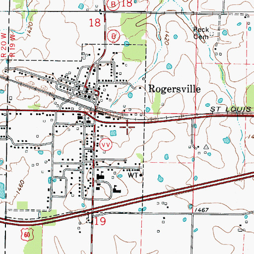 Topographic Map of Logan - Rogersville Fire Protection District Station 6, MO