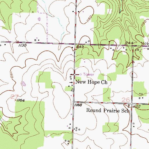 Topographic Map of Redings Mill Fire Protection District Station 6, MO