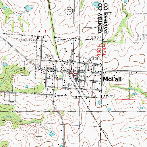 Topographic Map of McFall Fire Protection District, MO