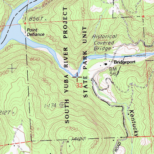 Topographic Map of Kentucky Ravine, CA