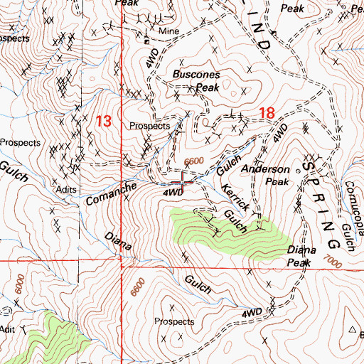 Topographic Map of Kerrick Gulch, CA