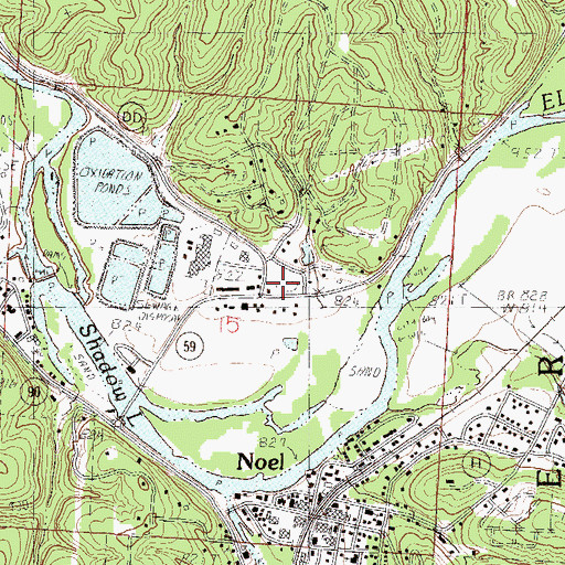 Topographic Map of Noel Fire Department, MO