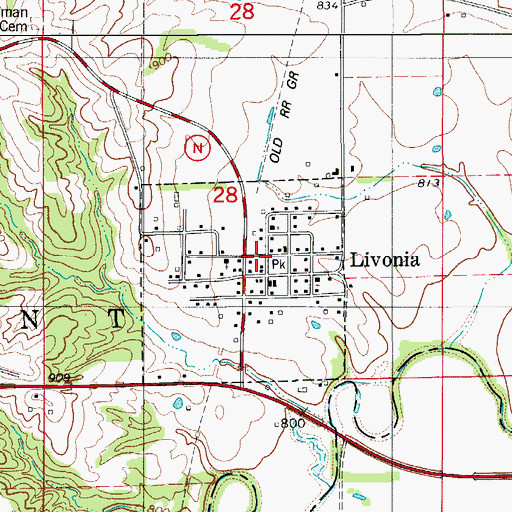 Topographic Map of Grant Township Fire District, MO
