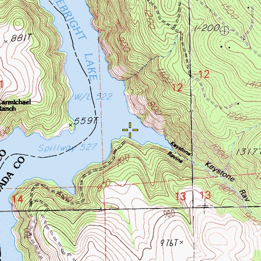 Topographic Map of Keystone Ravine, CA