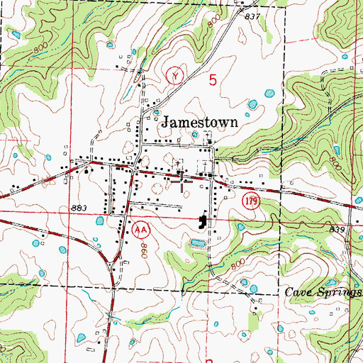 Topographic Map of Jamestown Rural Fire Protection District, MO