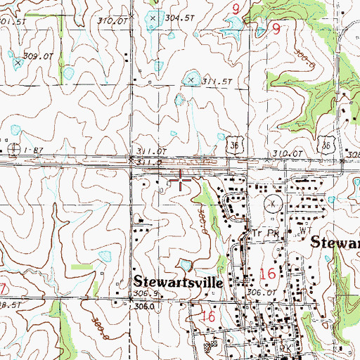 Topographic Map of Stewartsville Fire Protection District, MO