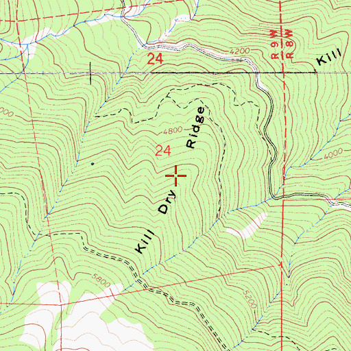 Topographic Map of Kill Dry Ridge, CA