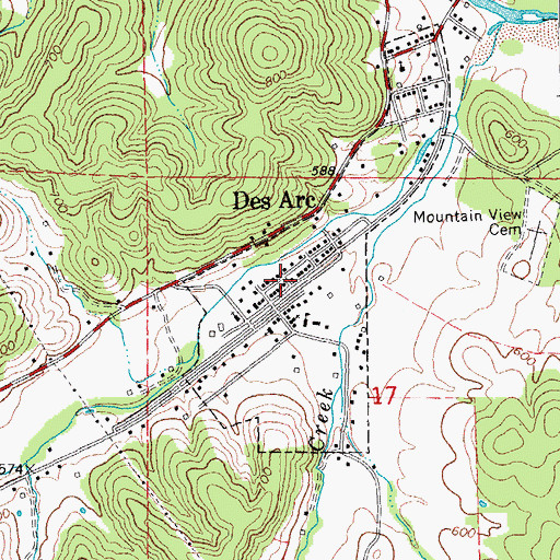 Topographic Map of Southern Iron County Fire Protection District Des Arc Station, MO