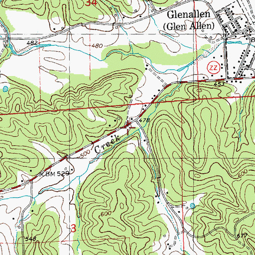 Topographic Map of Glenallen Fire Protection Association Station 1, MO
