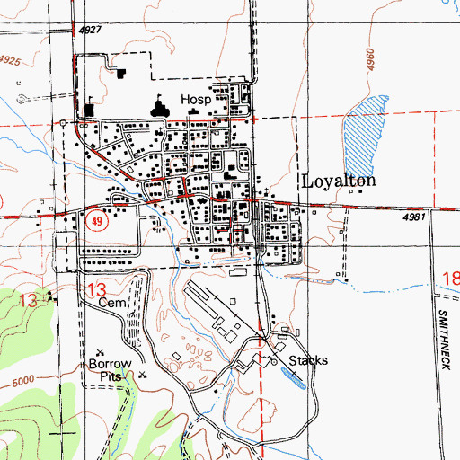 Topographic Map of Loyalton Fire Department, CA
