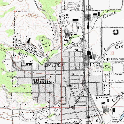 Topographic Map of Little Lake Fire Protection District Station 1, CA