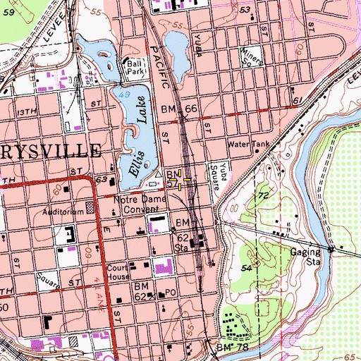 Topographic Map of California Department of Forestry and Fire Protection Station 95 Marysville Fire Department, CA