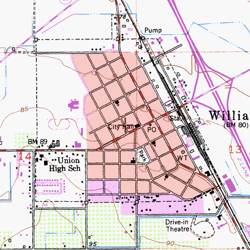 Topographic Map of Williams Fire Protection Authority, CA