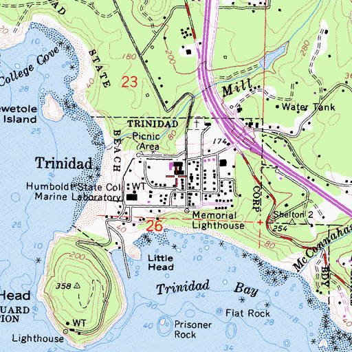 Topographic Map of Trinidad Volunteer Fire Department, CA