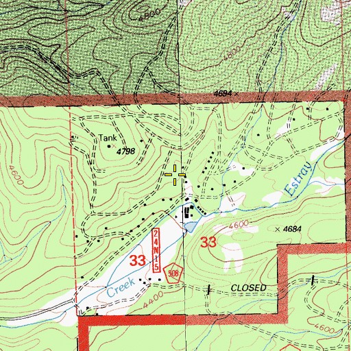 Topographic Map of Greenhorn Creek Volunteer Fire Department, CA