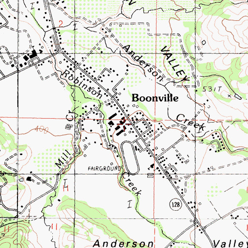Topographic Map of Anderson Valley Volunteer Fire Department Station 741, CA