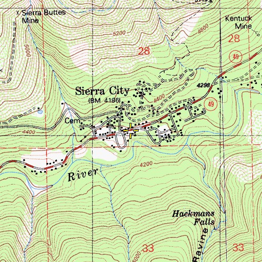 Topographic Map of Sierra City Fire District Station 2, CA
