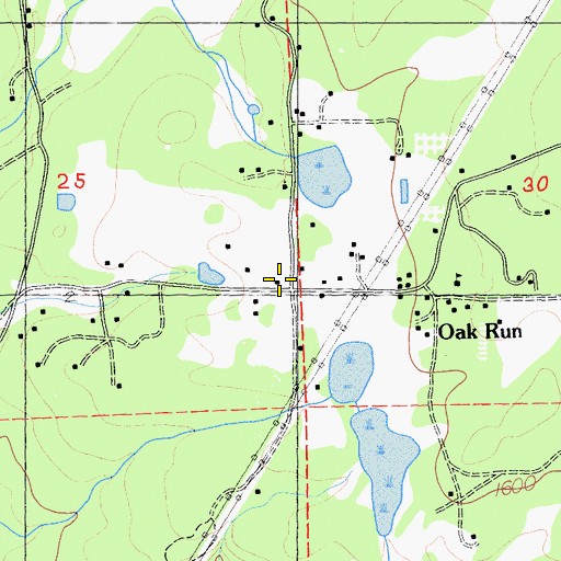 Topographic Map of Oak Run Fire Department - Volunteer, CA
