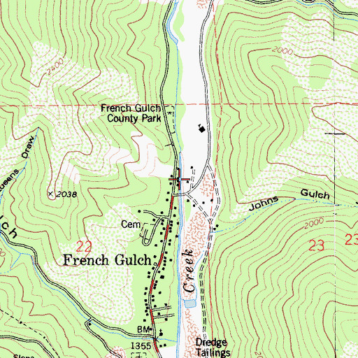 Topographic Map of French Gulch Volunteer Fire Company, CA