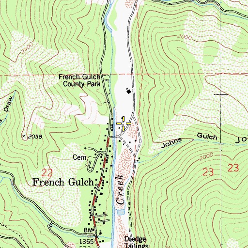 Topographic Map of French Gulch Volunteer Fire Company, CA