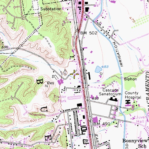 Topographic Map of Redding Fire Department Station 3, CA