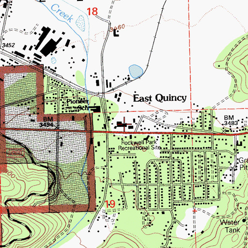 Topographic Map of Quincy Fire Protection District Station 2, CA