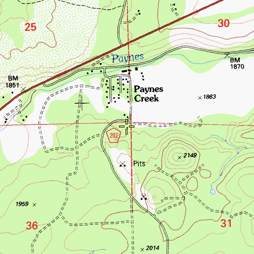 Topographic Map of Tehama County Fire Department Station 21 Paynes Creek, CA