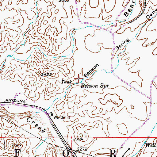 Topographic Map of Benson Spring, AZ